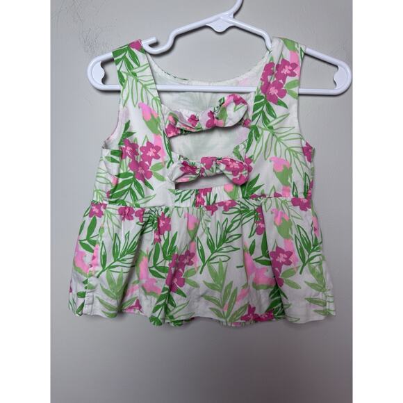 Janie and Jack Toddler Girl 2T Pink Green White Sleeveless Tropical Print Top - Picture 3 of 7